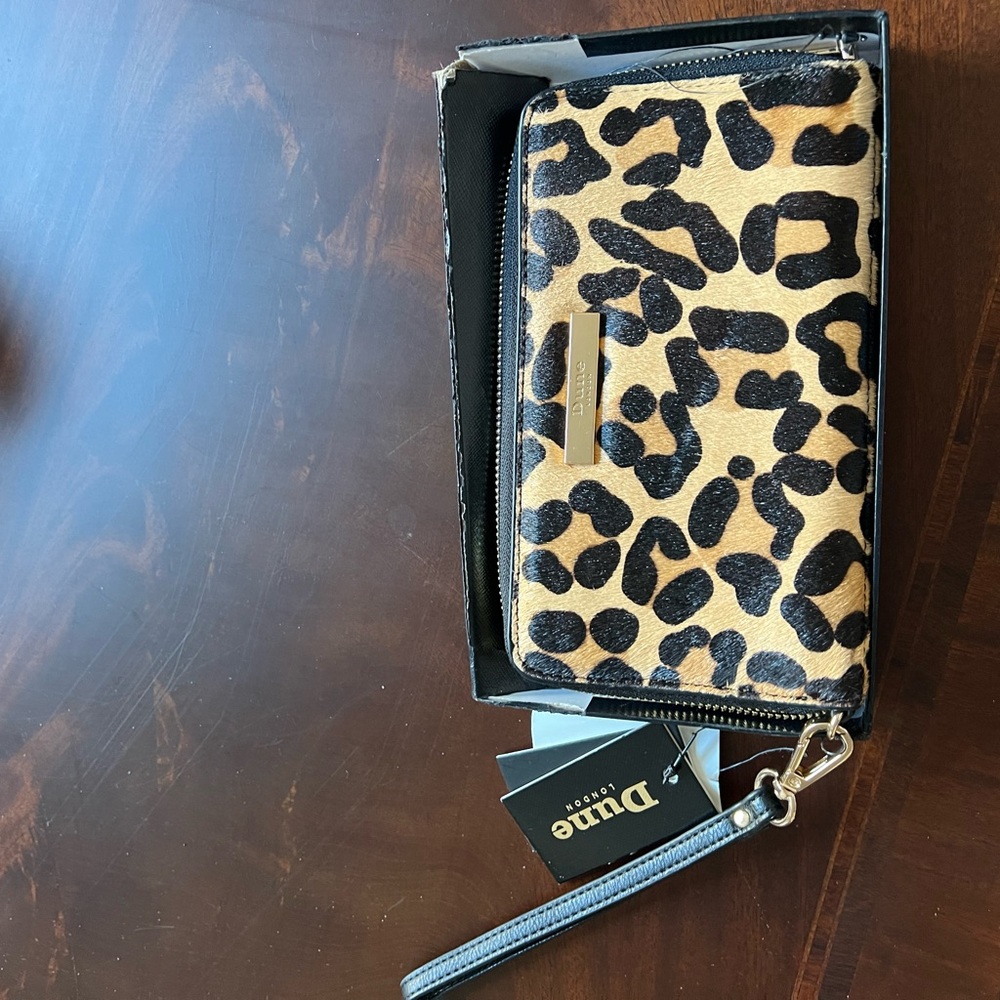 Dune London genuine calf hair Animal Print Zip Wallet - Picture 2 of 5